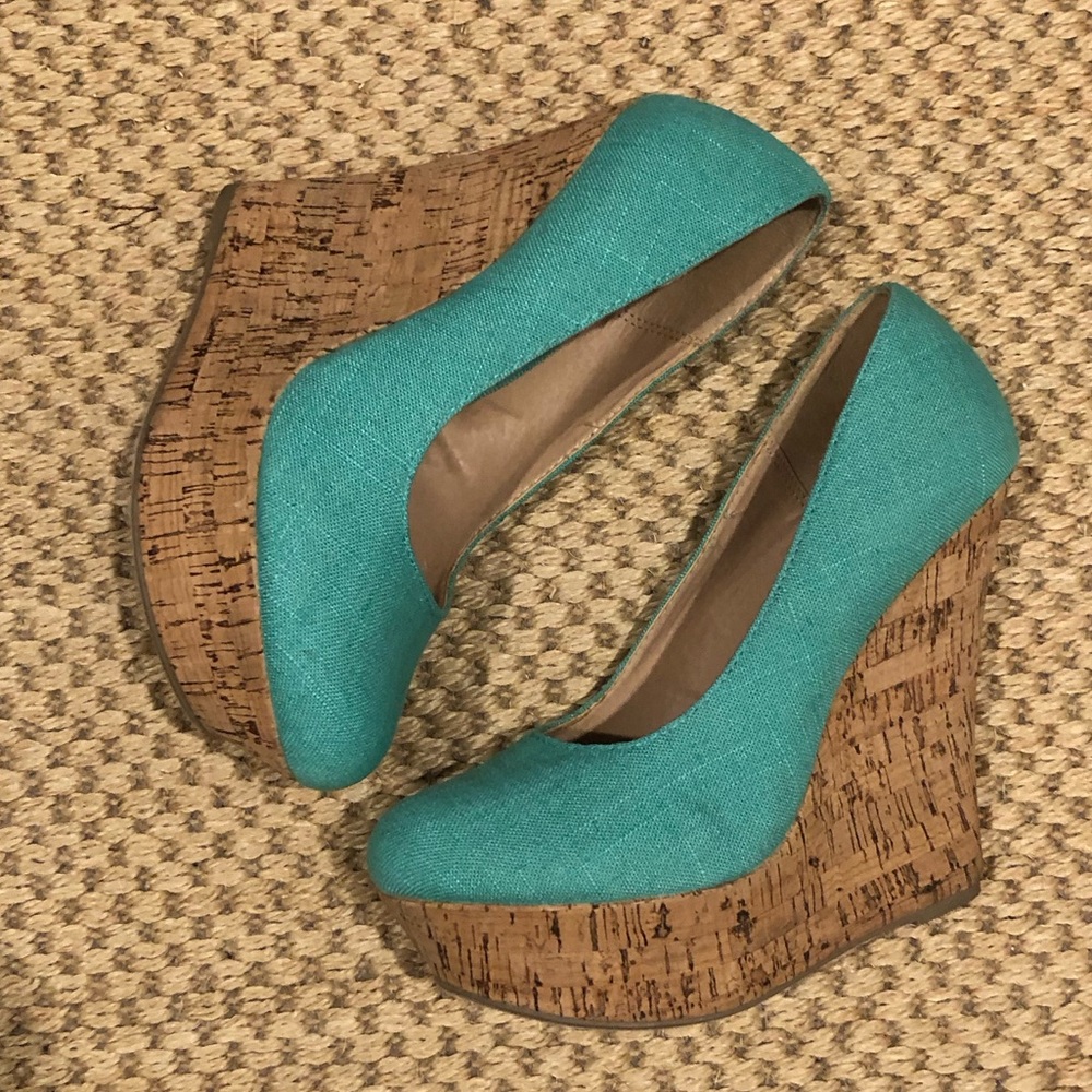 JustFab Turquoise Wedges